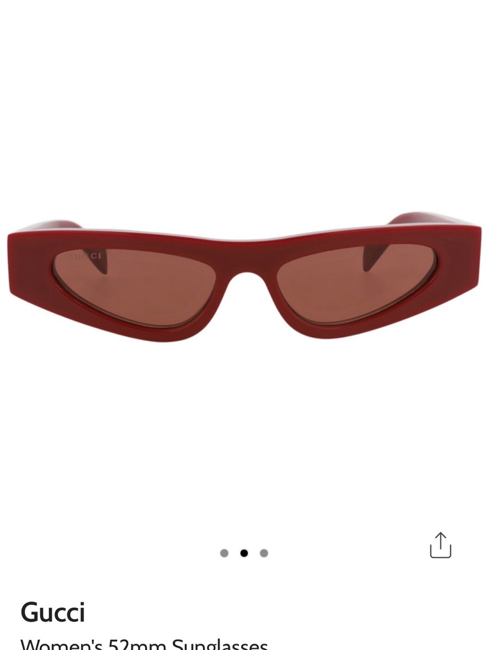 Gucci Women's Red Slim Cat-Eye Sunglasses with Brown Lenses